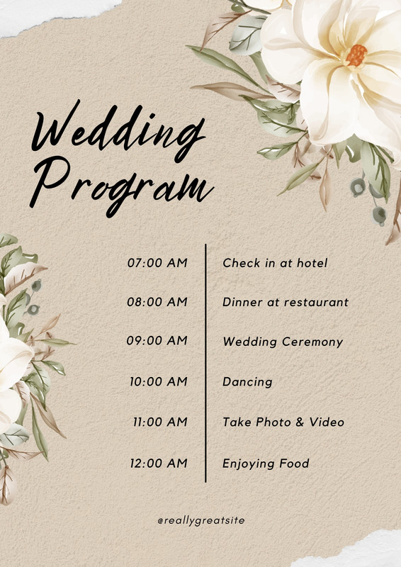 Free, custom printable wedding program templates | Canva