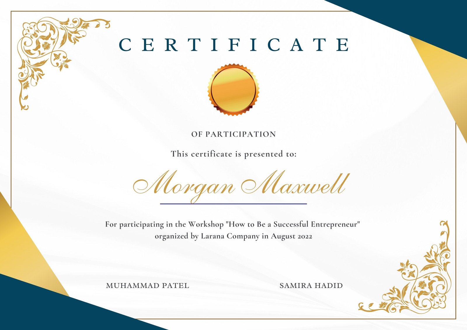 Green Gold Elegant Certificate 