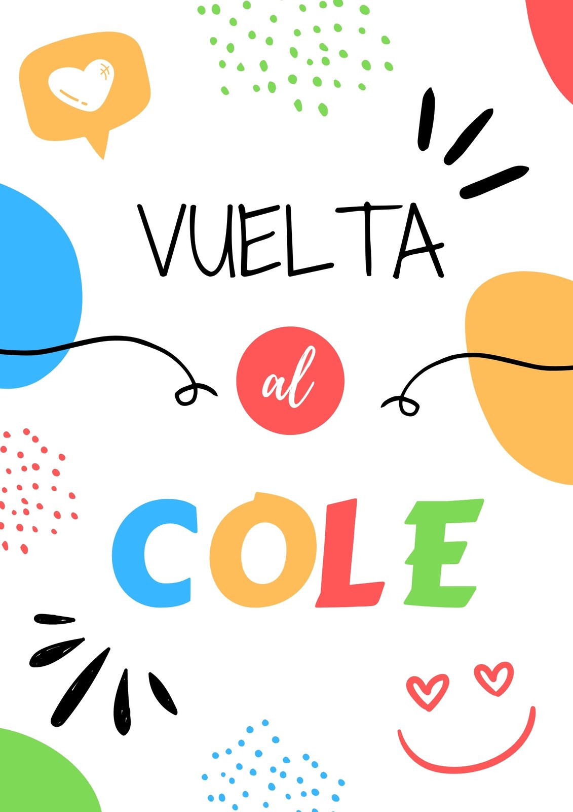 Póster Bienvenidos Vuelta al Cole Dibujado Doodle Infantil