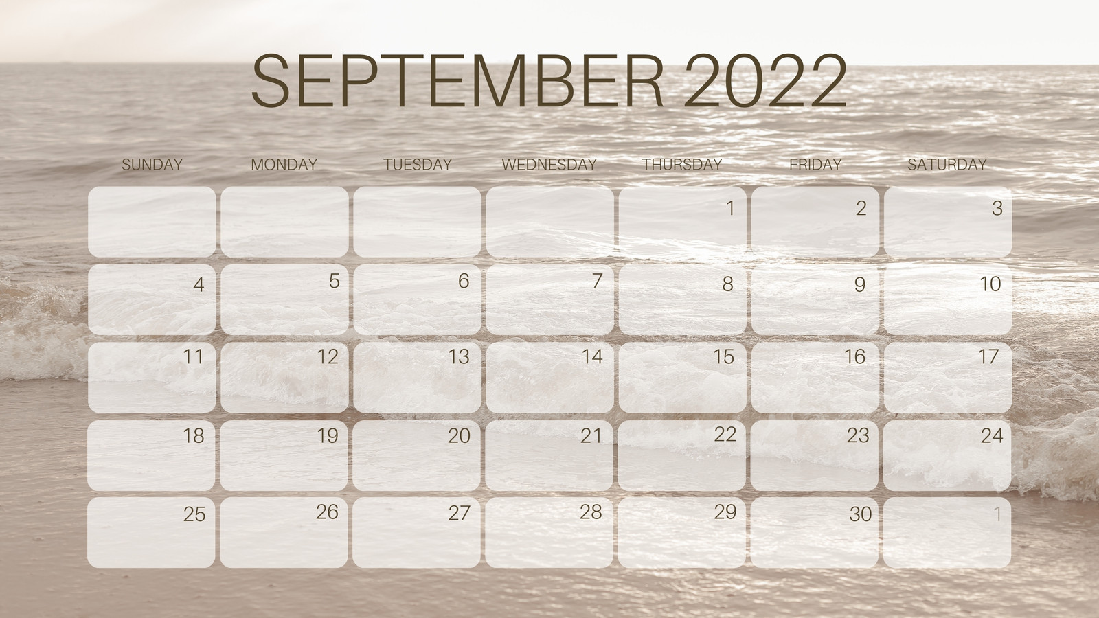 september 2022 calendar clipart bw