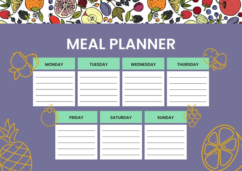 Free printable, customizable monthly menu templates | Canva