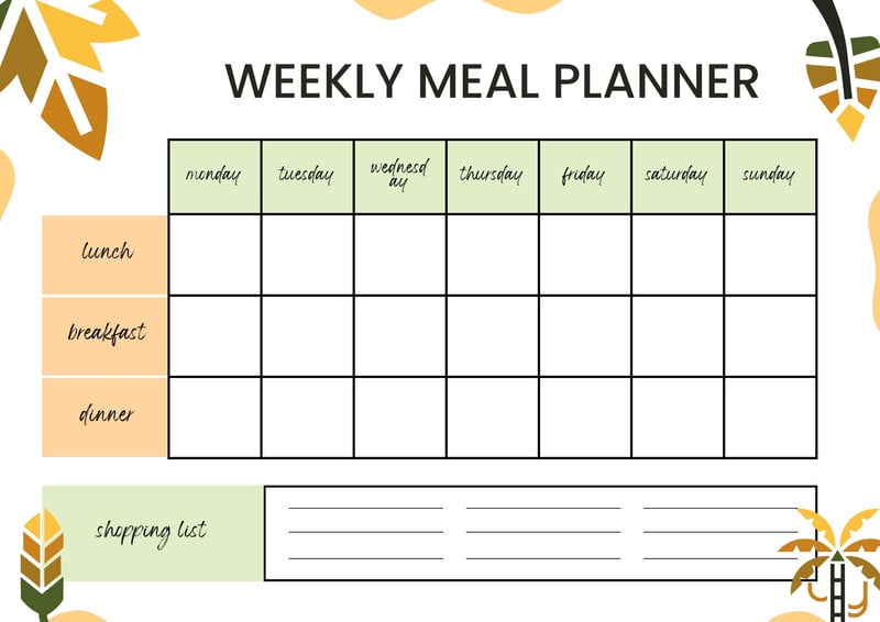 Free, customizable meal planner menu templates | Canva