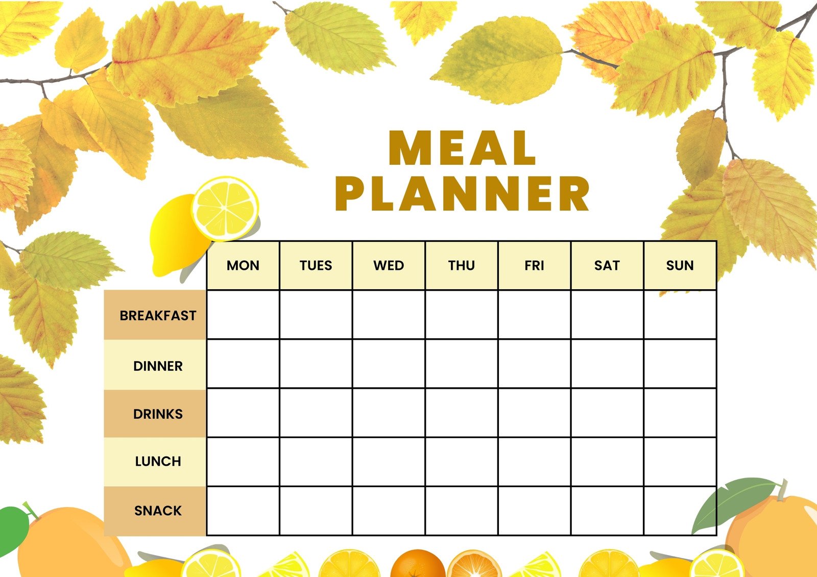 Yellow Black Photo Lunch Weekly Menu - Templates by Canva