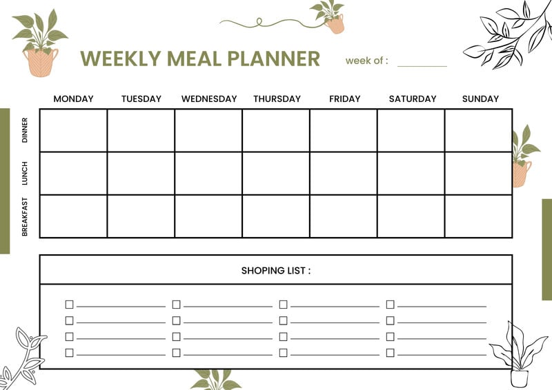 Free, customizable meal planner menu templates | Canva