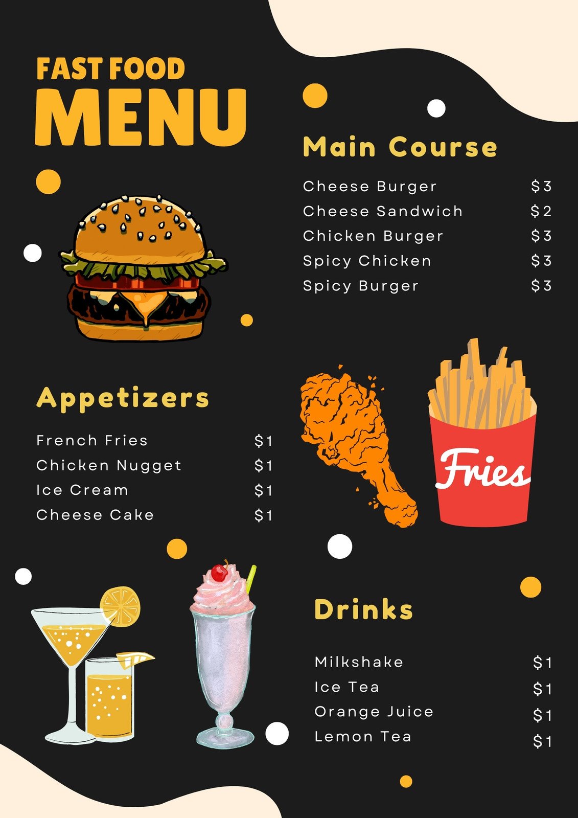 fast food menu template