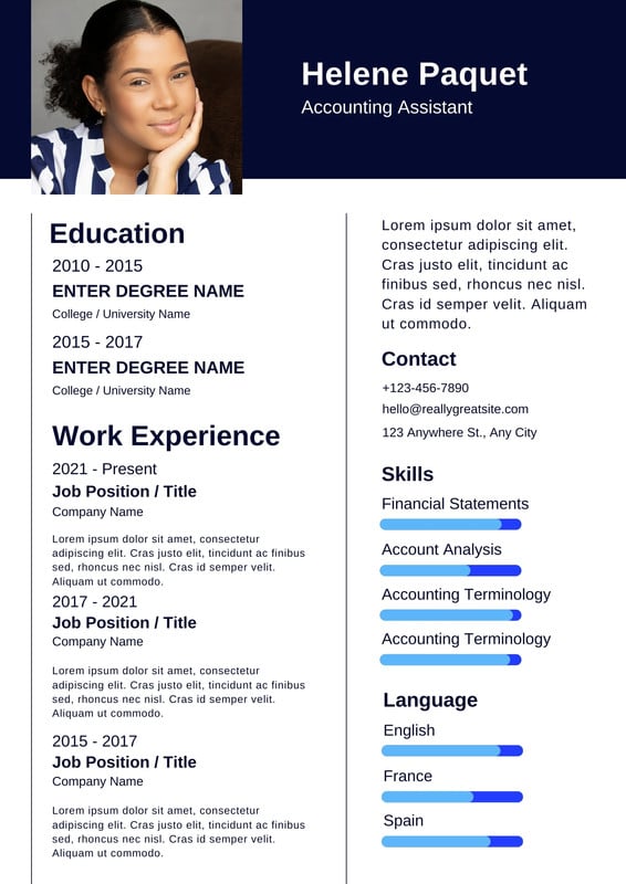 Free accounting resume templates to edit and print | Canva