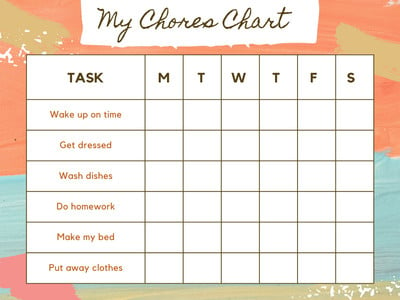 free downloadable chore chart templates