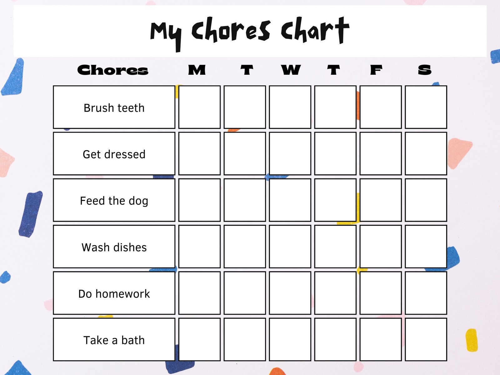 cleaning chart template