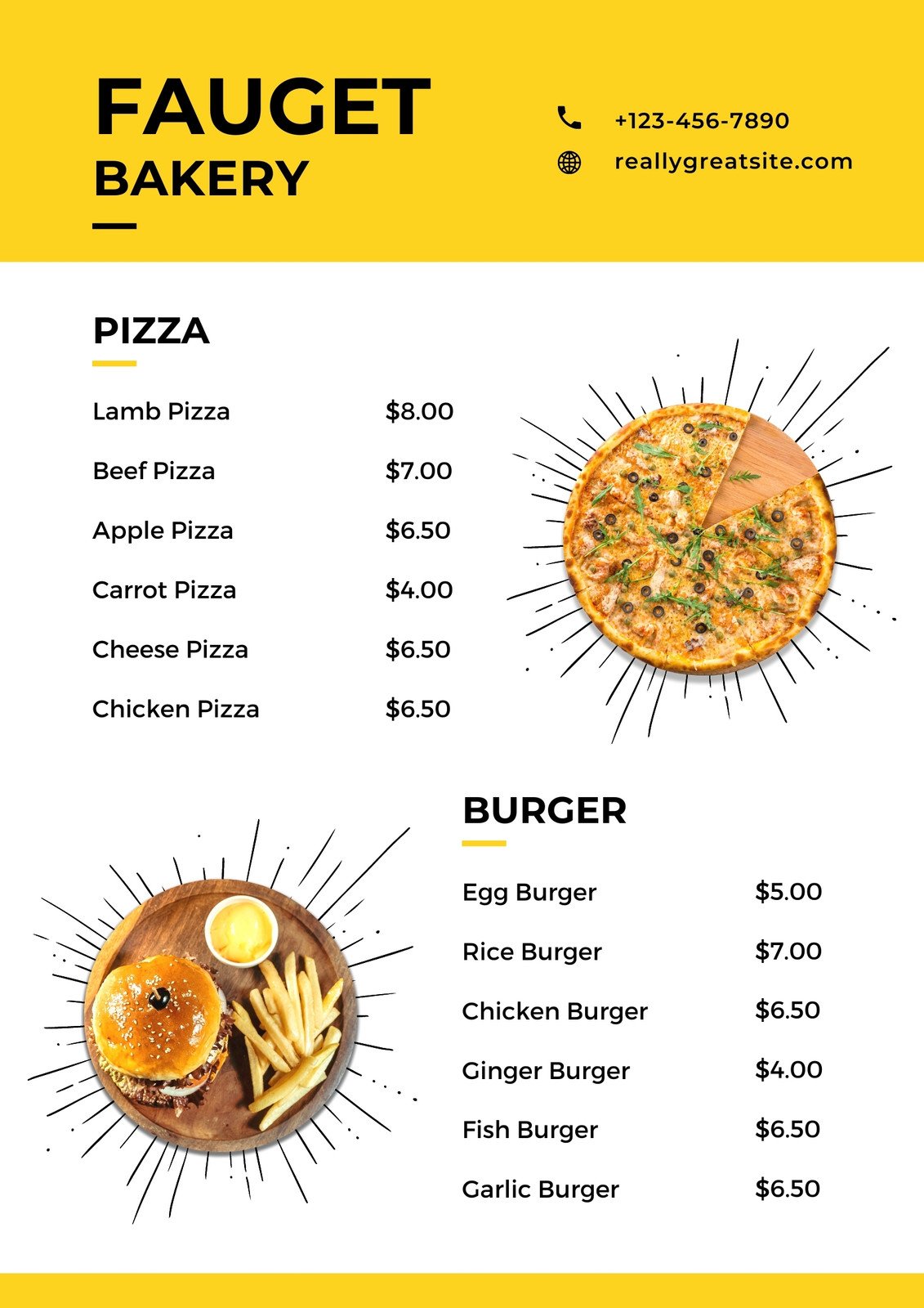 Yellow Black Photo Lunch Weekly Menu - Templates by Canva