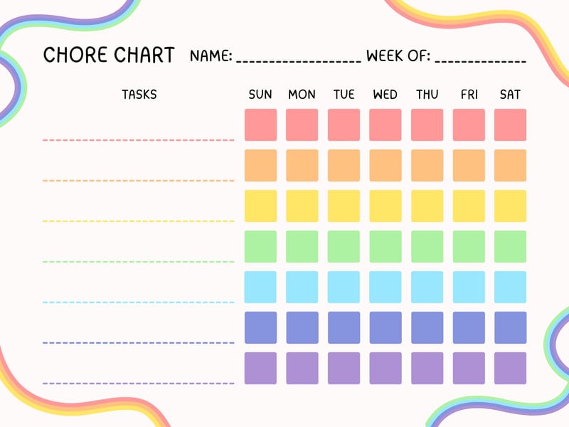 girls chore chart template