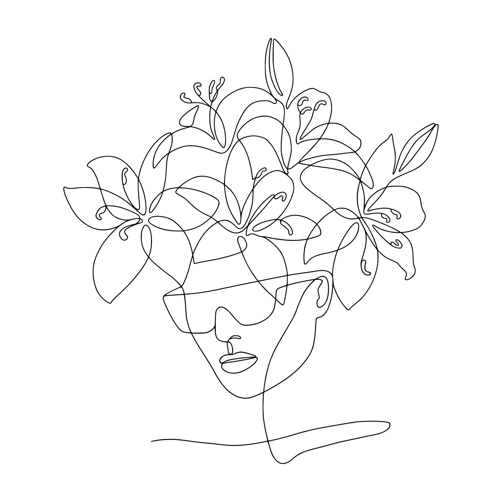 Women with flowers head one line art Tote Bag