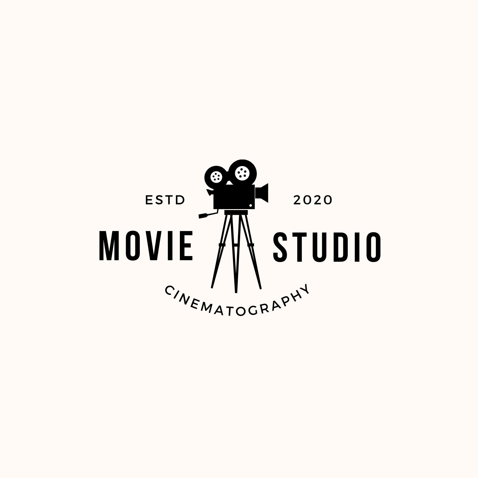 Modern Beige Black Cinematography Business Logo