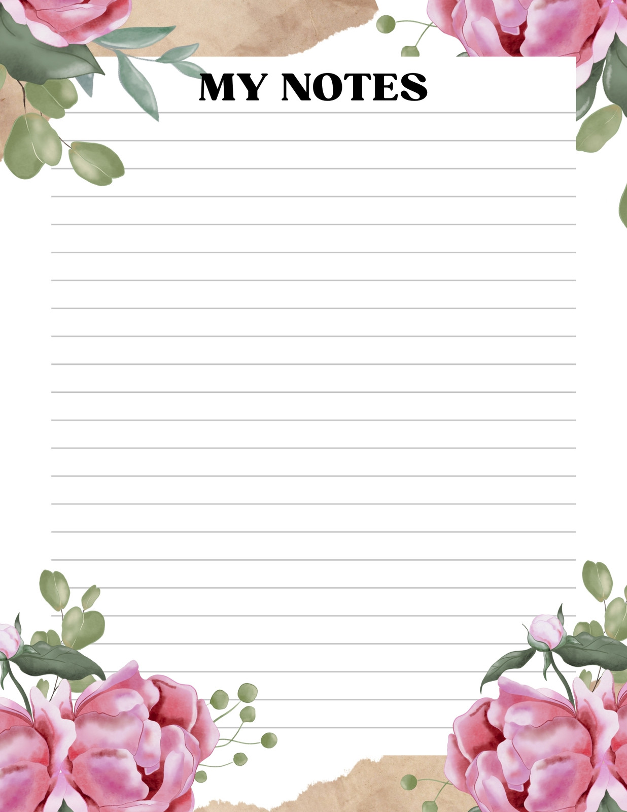 A4 Writing Paper, Pink Floral Border, Letter Writing, Making Meadows