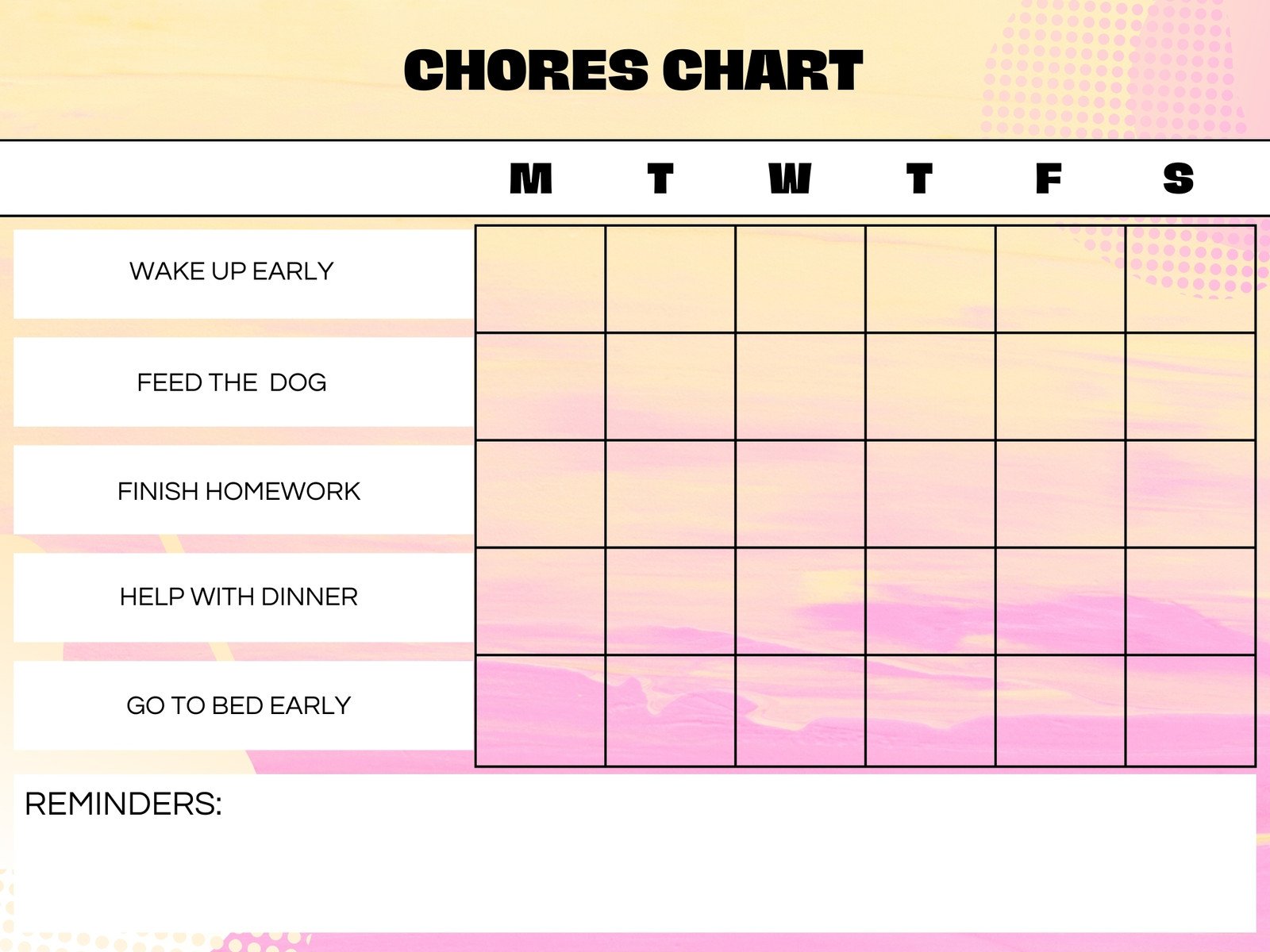 Free Family Chore Chart Templates - With the Huddlestons