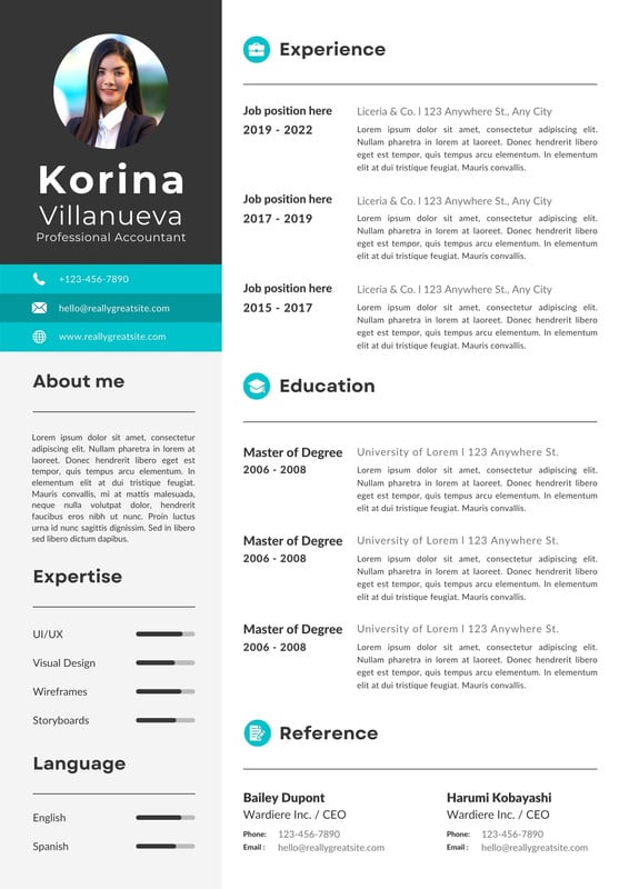 Free, custom professional infographic resume templates | Canva