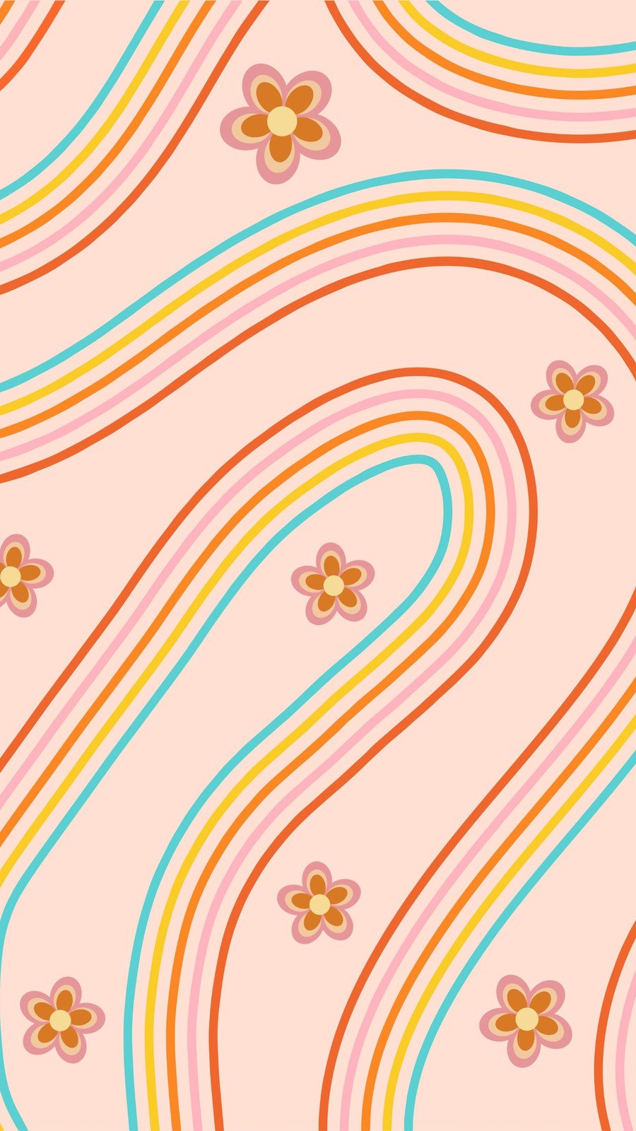 Canva Groovy Retro Rainbow Stripes And Flower Phone   CkUuUGEPHSg 