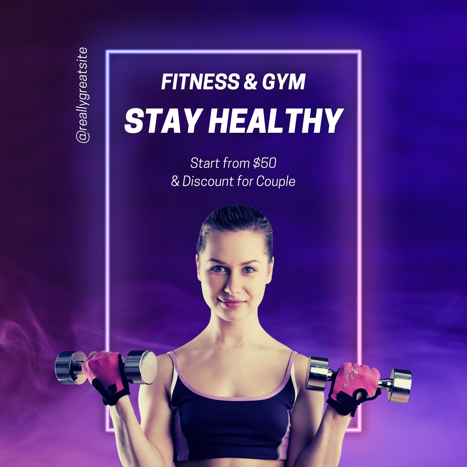 Free Gradient Neon Body Fitness Gym Poster template