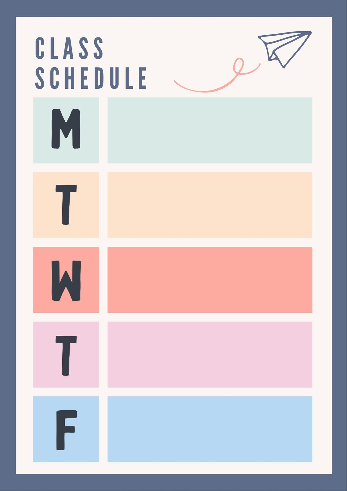 Pastel colorful Class Schedule Poster