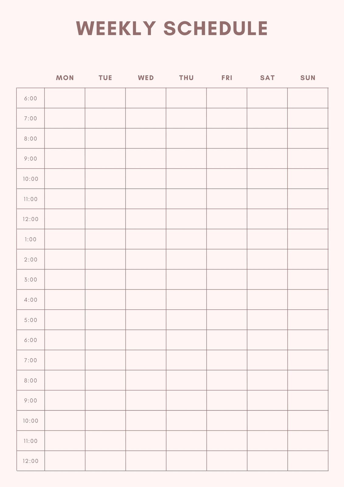 Minimal Weekly Schedule Planner