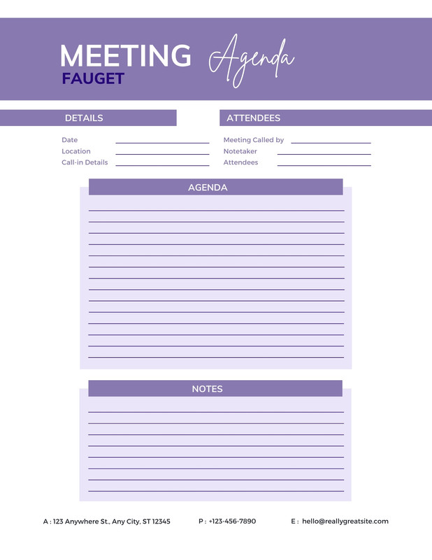 Free Minimalist Meeting Agenda Planner template