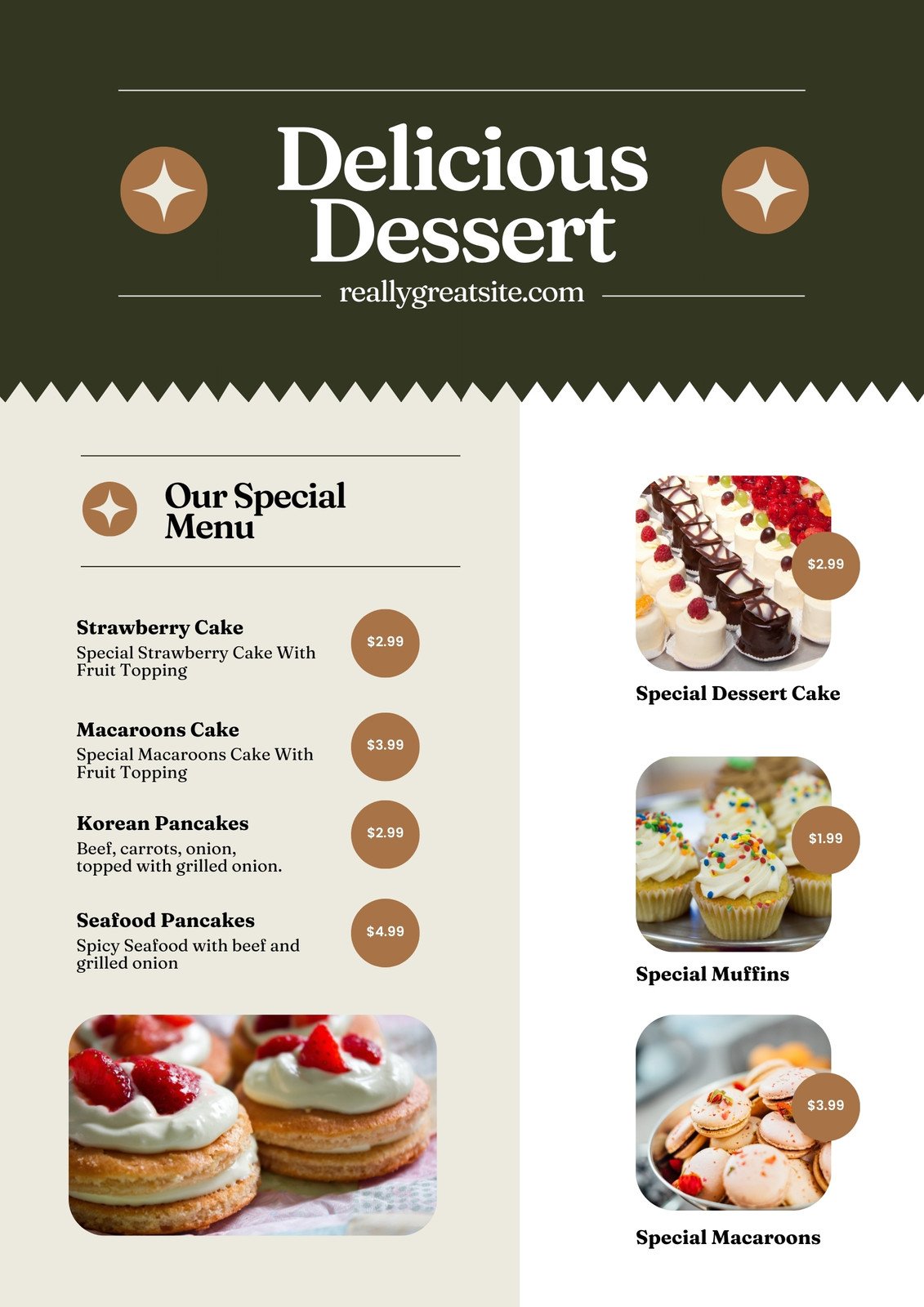 Bakery's Offers List with Piece of Cake on Red Online Menu Template -  VistaCreate