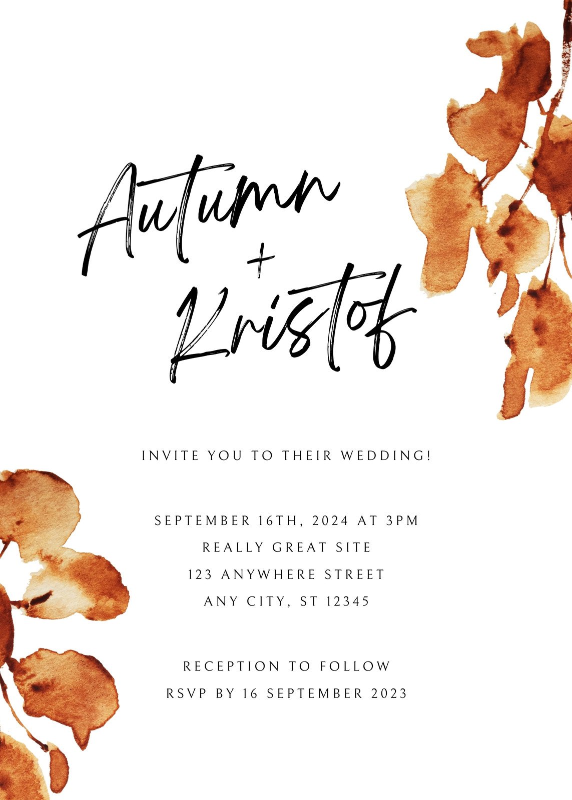 rustic fall wedding invitations