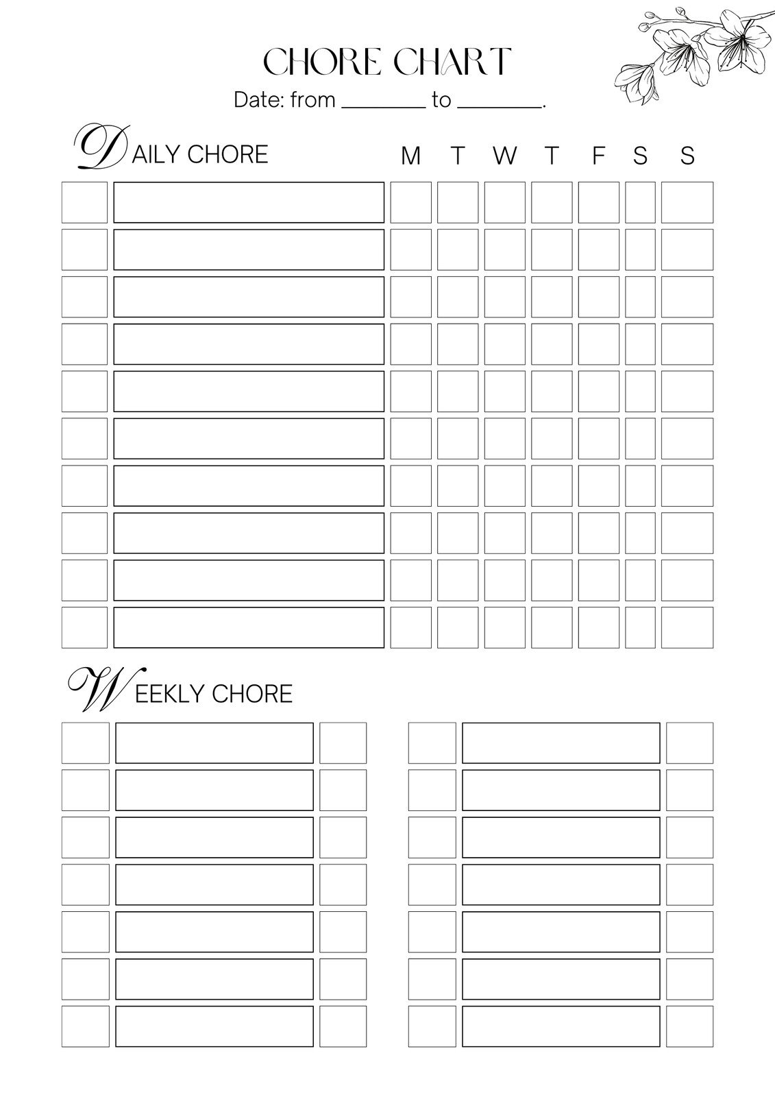 Printable Chore Chart For Adults Printable Templates
