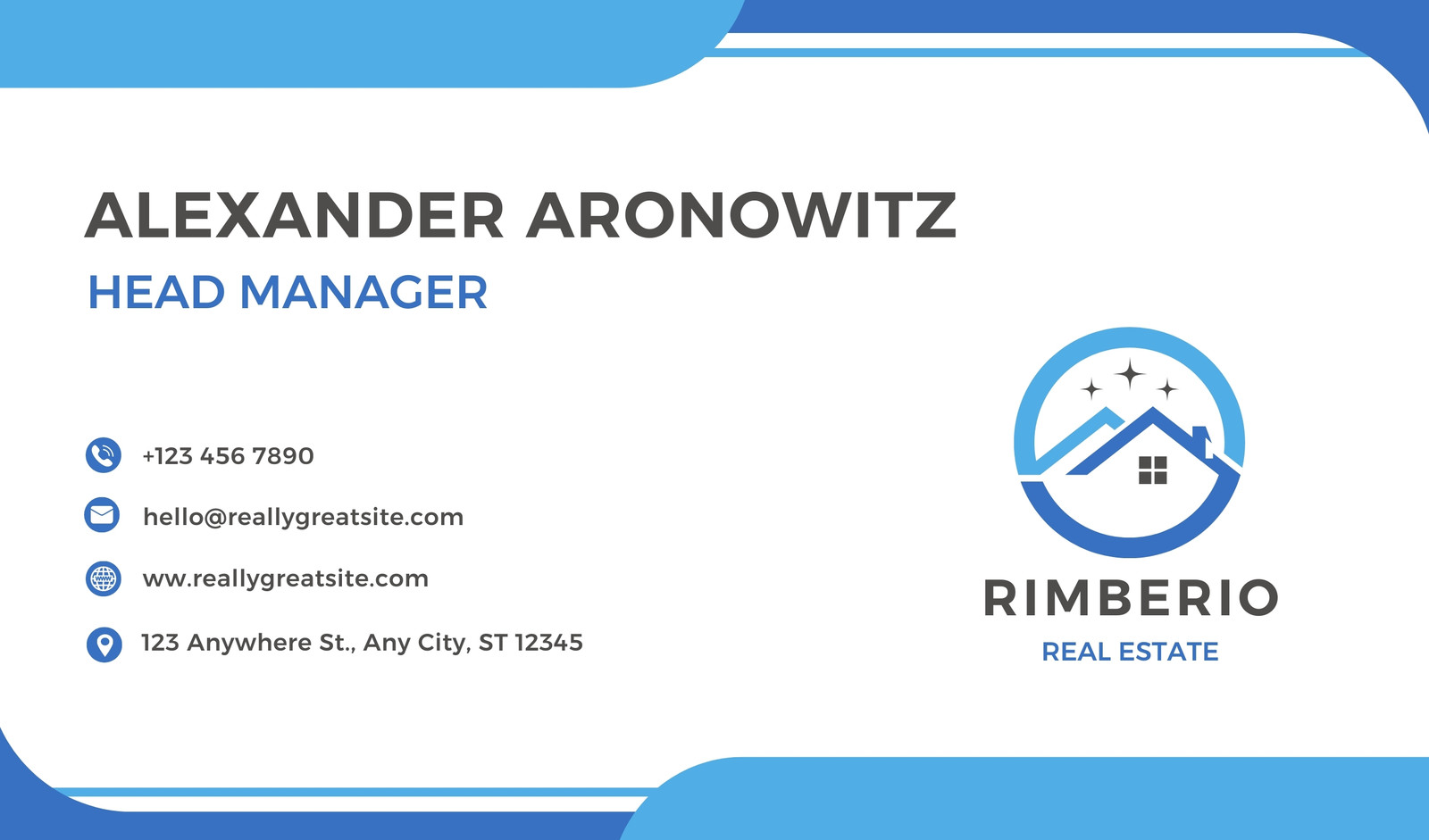 White and Blue Minimalist Modern Real Estate Property Business Card