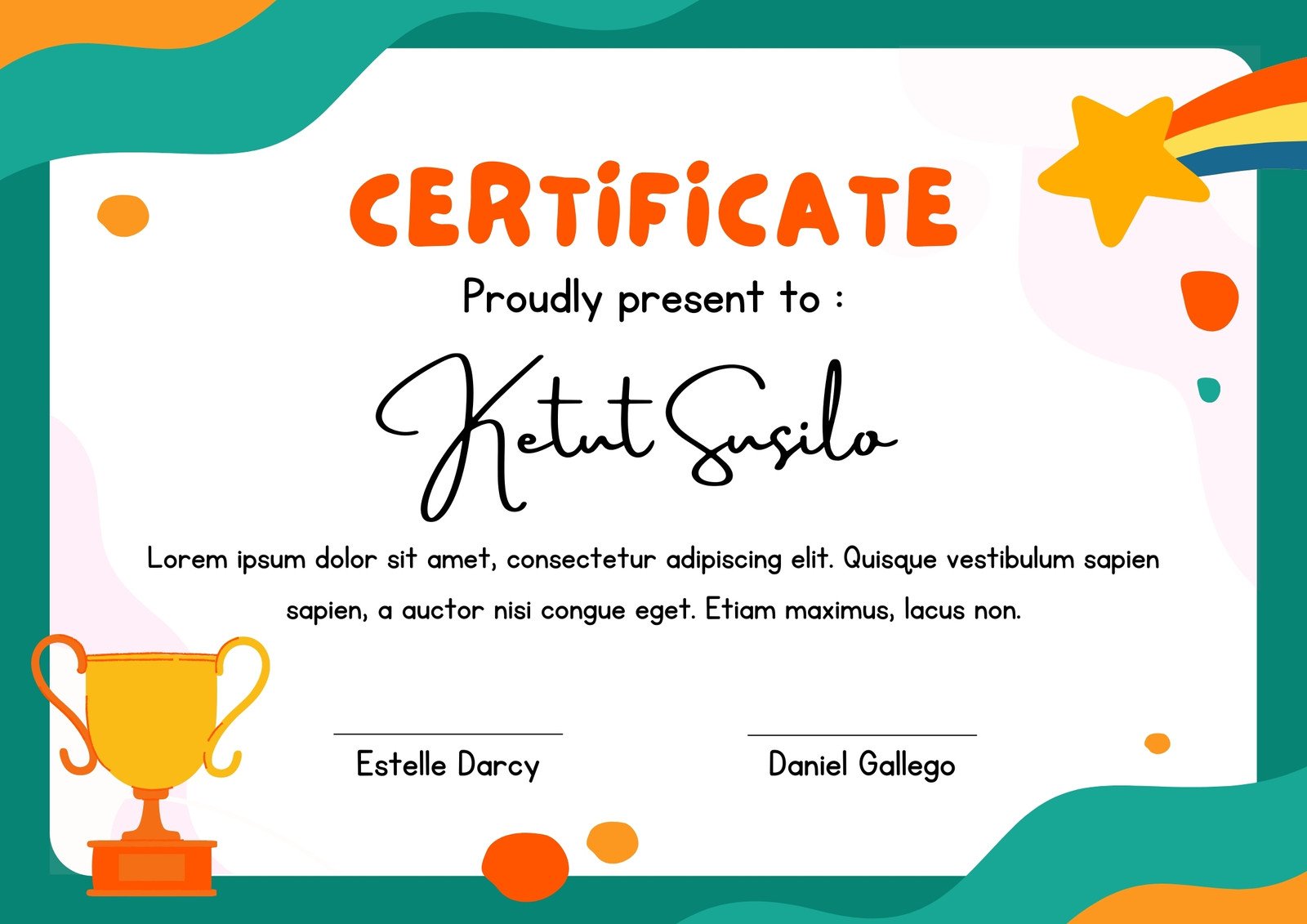 certificate template kids
