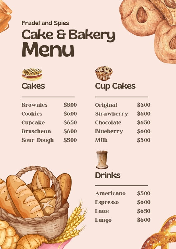 Free and customizable delectable bakery menu templates | Canva