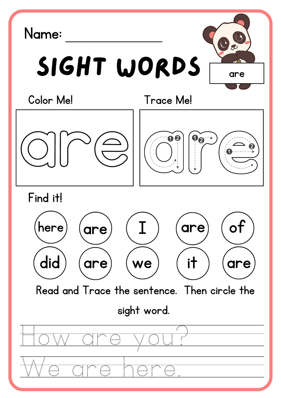 Sticker Worksheets: Numbers 1-10  Writing sight words, Kindergarten sight  word games, Sight words kindergarten