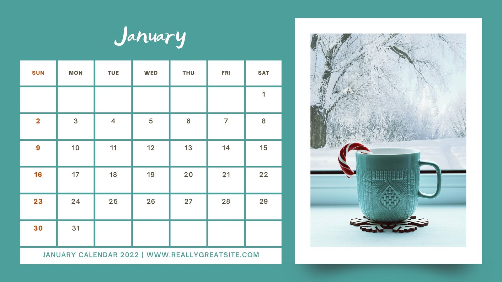 Green Blue Modern Elegant January Calendar
