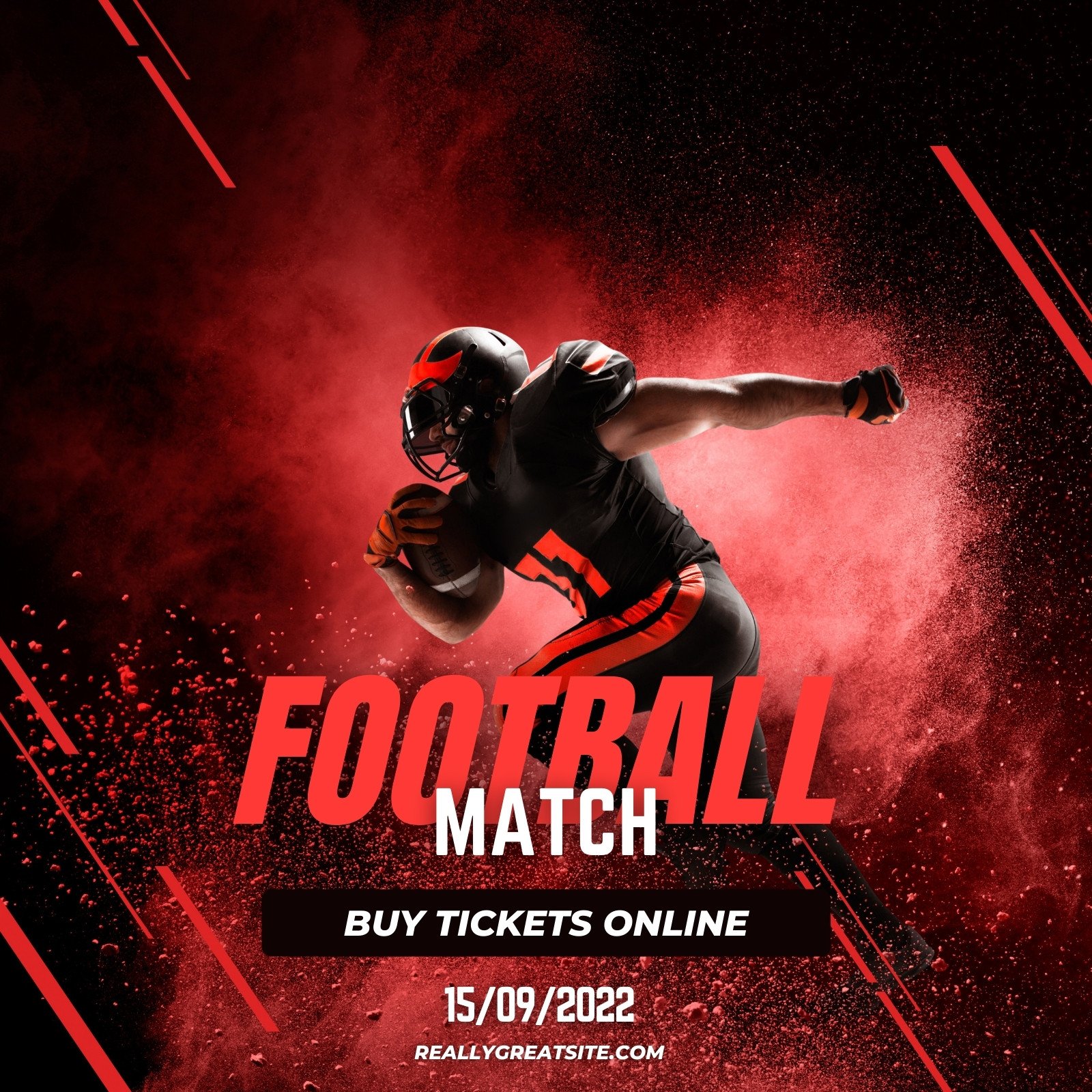 Red Dynamic Football Match Announce Instagram post