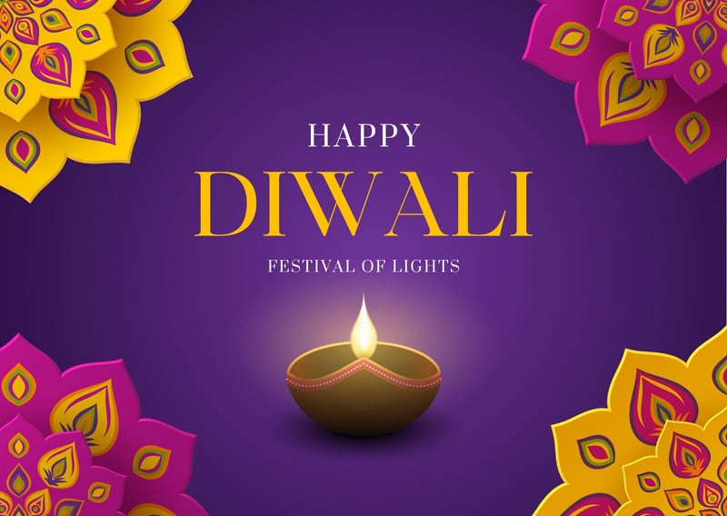 Free custom printable Diwali card templates Canva