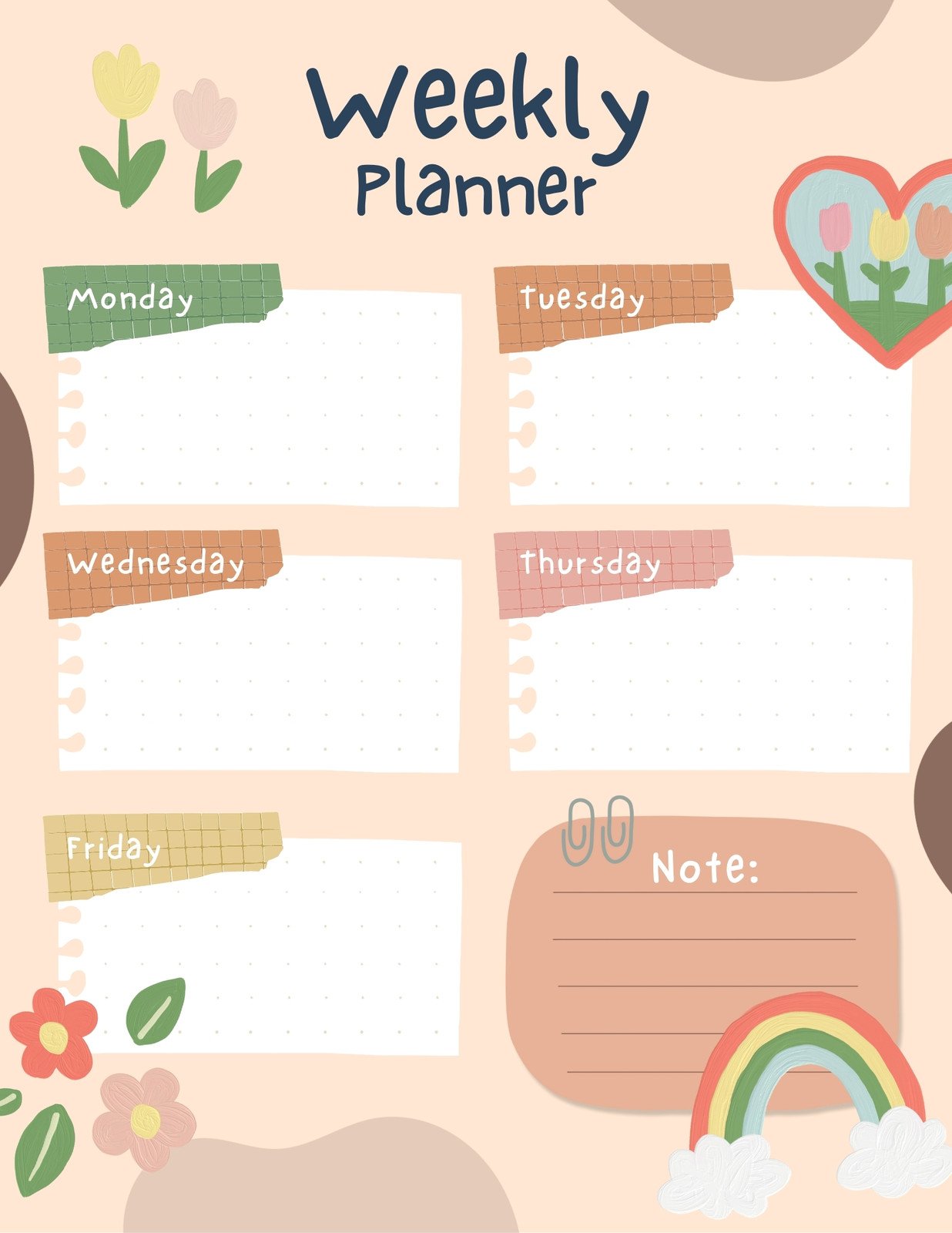 Cute Landscape Daily Planner Printable, A4 and Letter • MDD