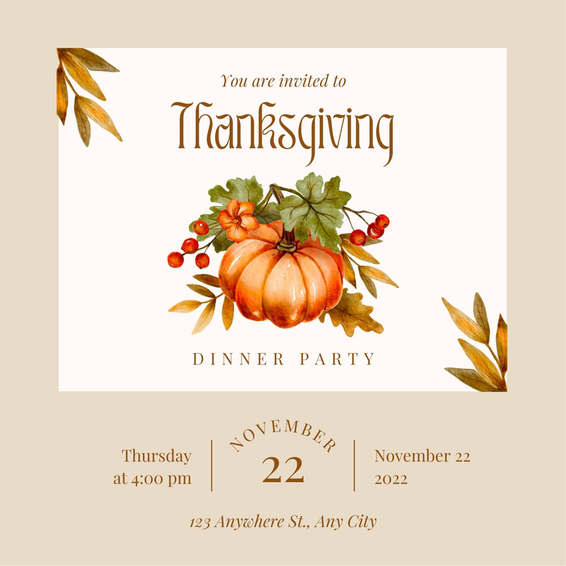 Free custom printable Thanksgiving invitation templates | Canva