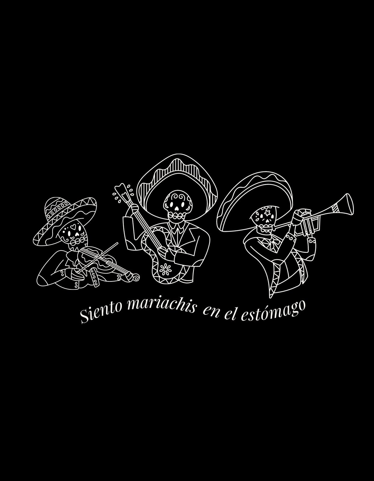 Playera Mariachi Día de Muertos divertida blanco y negro