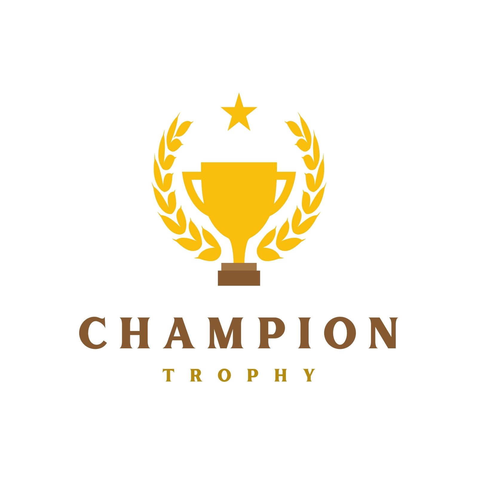 Yellow Minimalist Champion Trophy Logo