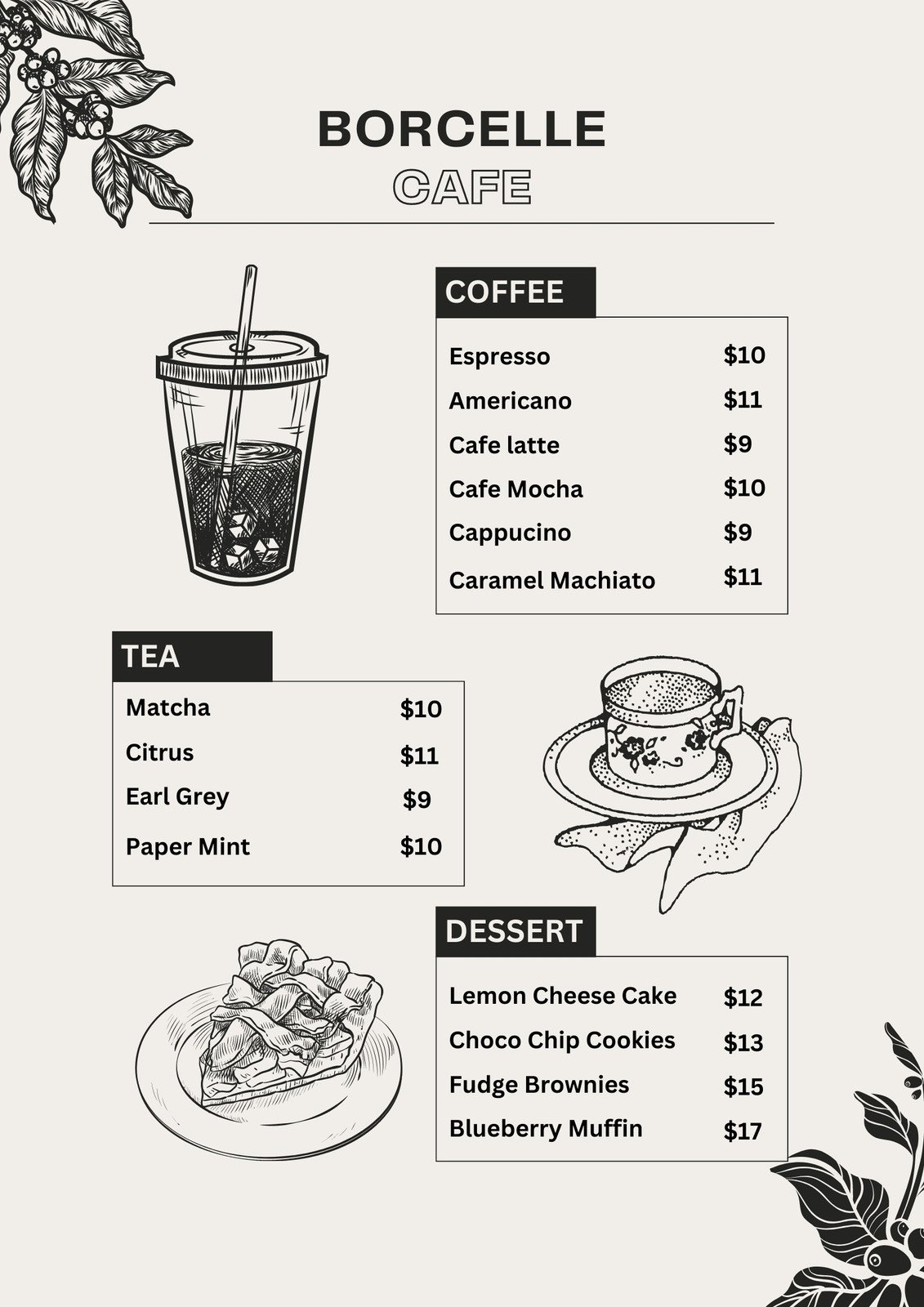 Free, printable custom drink menu templates | Canva