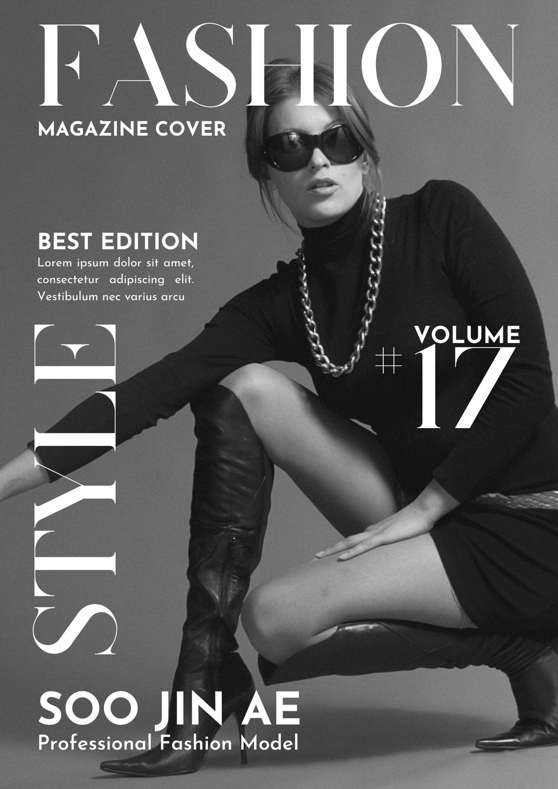 Black and White Classic Fashion Magazine Cover