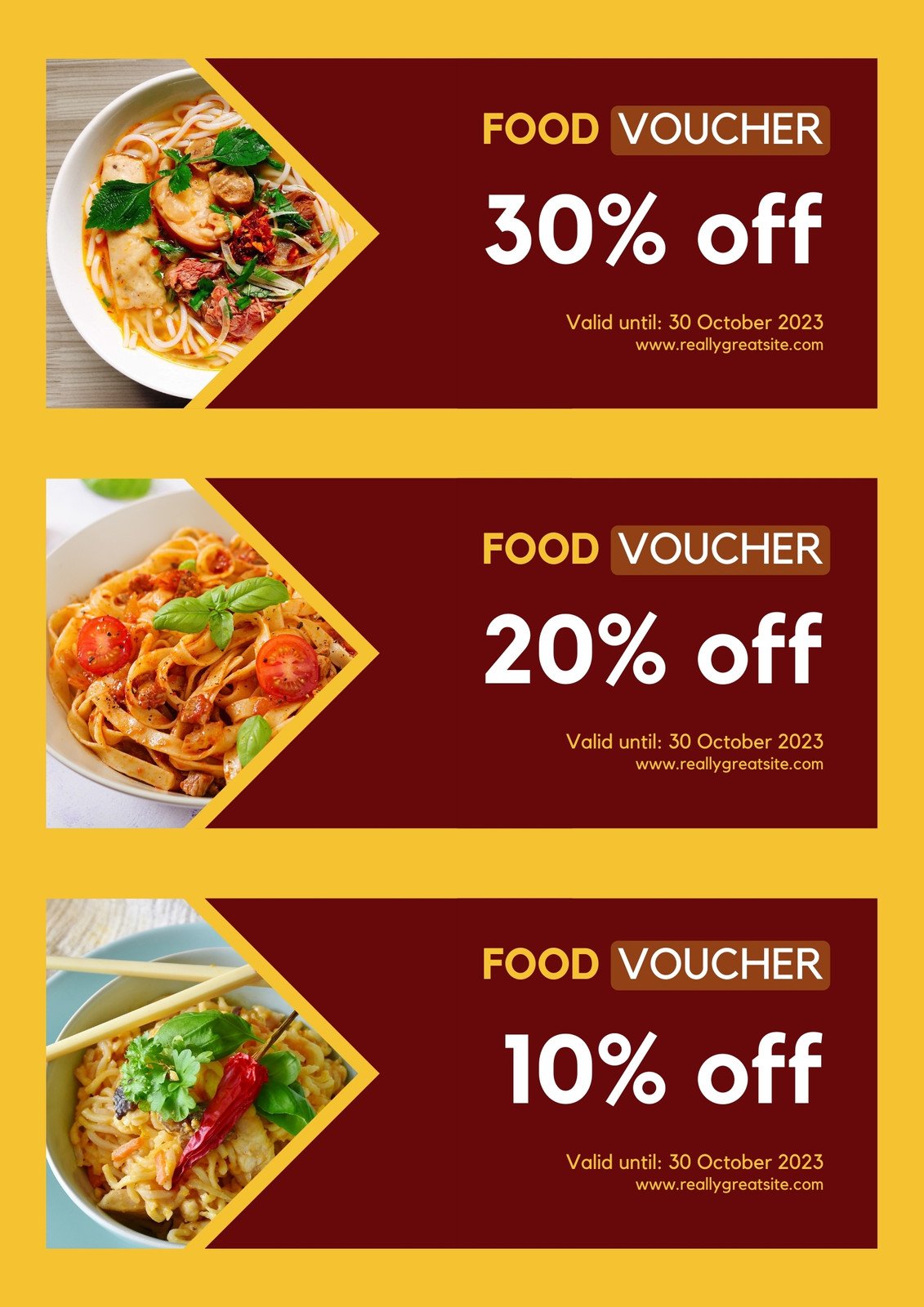 Coupon for discounted food