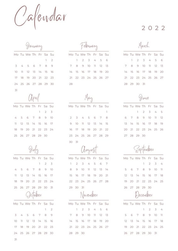 Page 4 - Free and customizable calendar templates | Canva