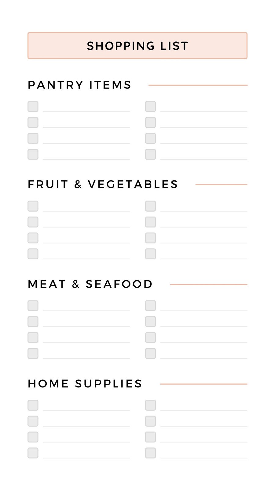 Free printable and customizable grocery list templates