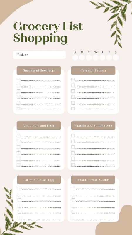 Free printable and customizable grocery list templates | Canva