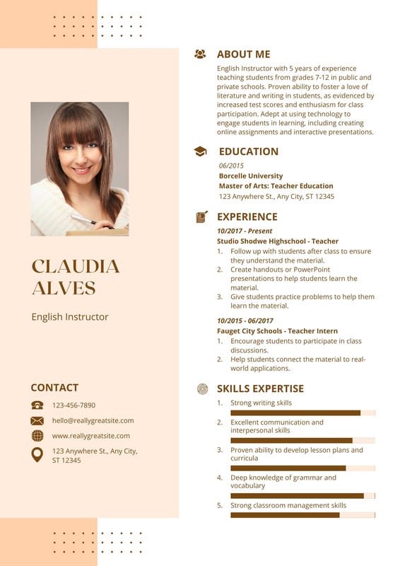 Customize 149+ Teacher Resume Templates Online - Canva