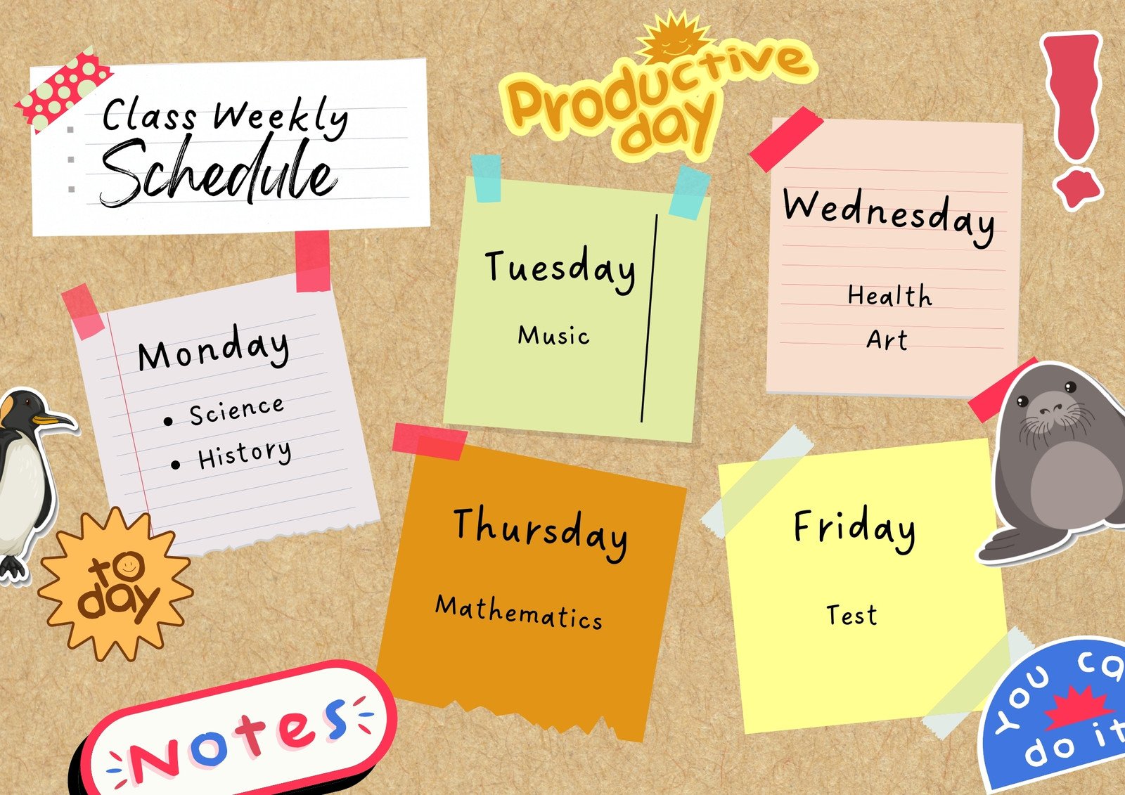 Beige Colorful Creative Weekly Class Schedule