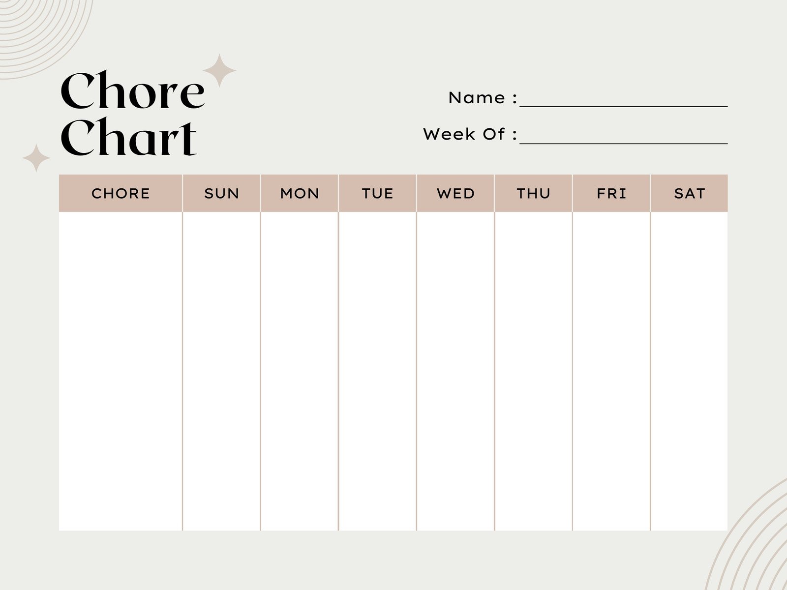 Free customizable chore chart templates to print