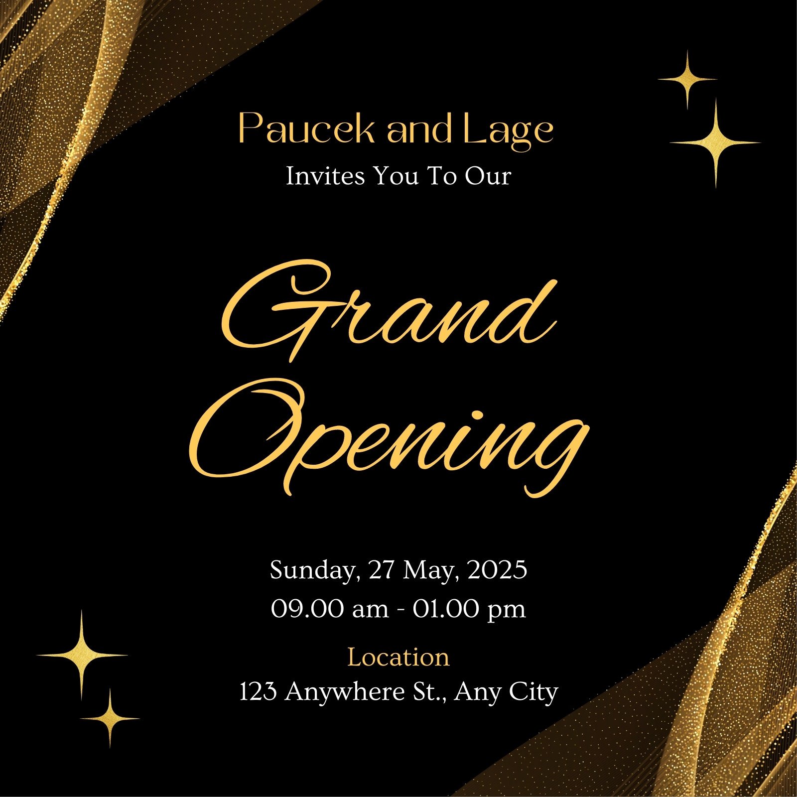 Black Gold Luxury Grand Opening Invitation