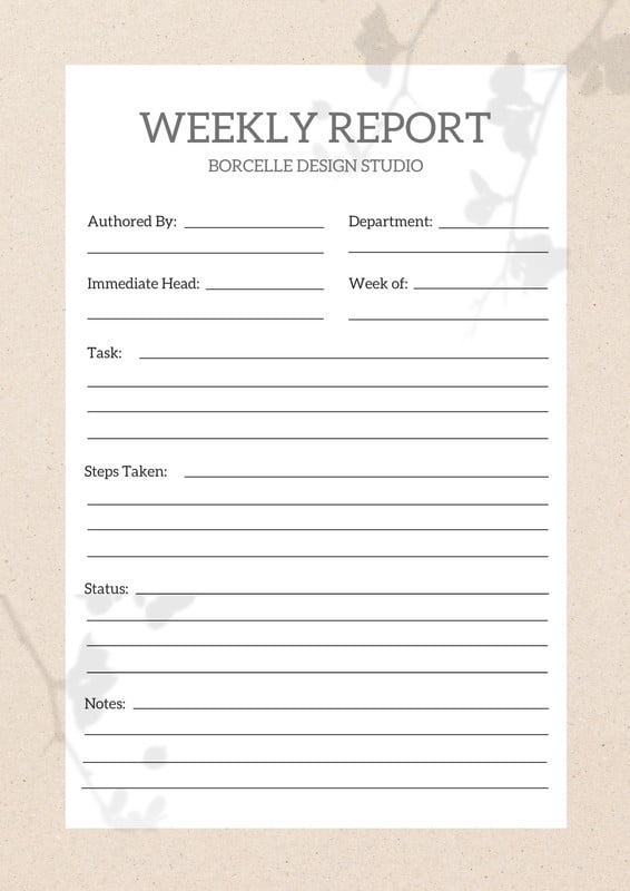 Free Printable Customizable Weekly Report Templates Canva