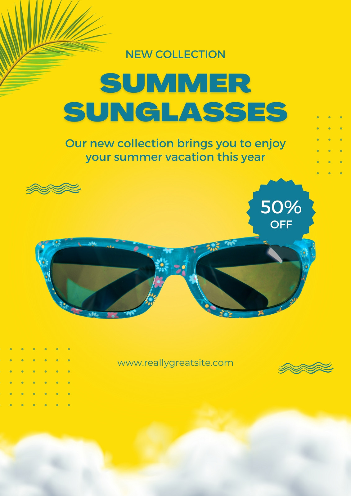 Sunglasses Banner Concept Palm Leaves Summer Stock Vector (Royalty Free)  1335919121 | Shutterstock